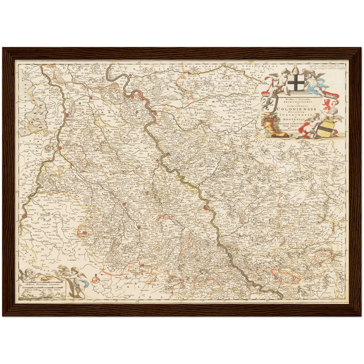 Historische Landkarte Rheinland um 1698