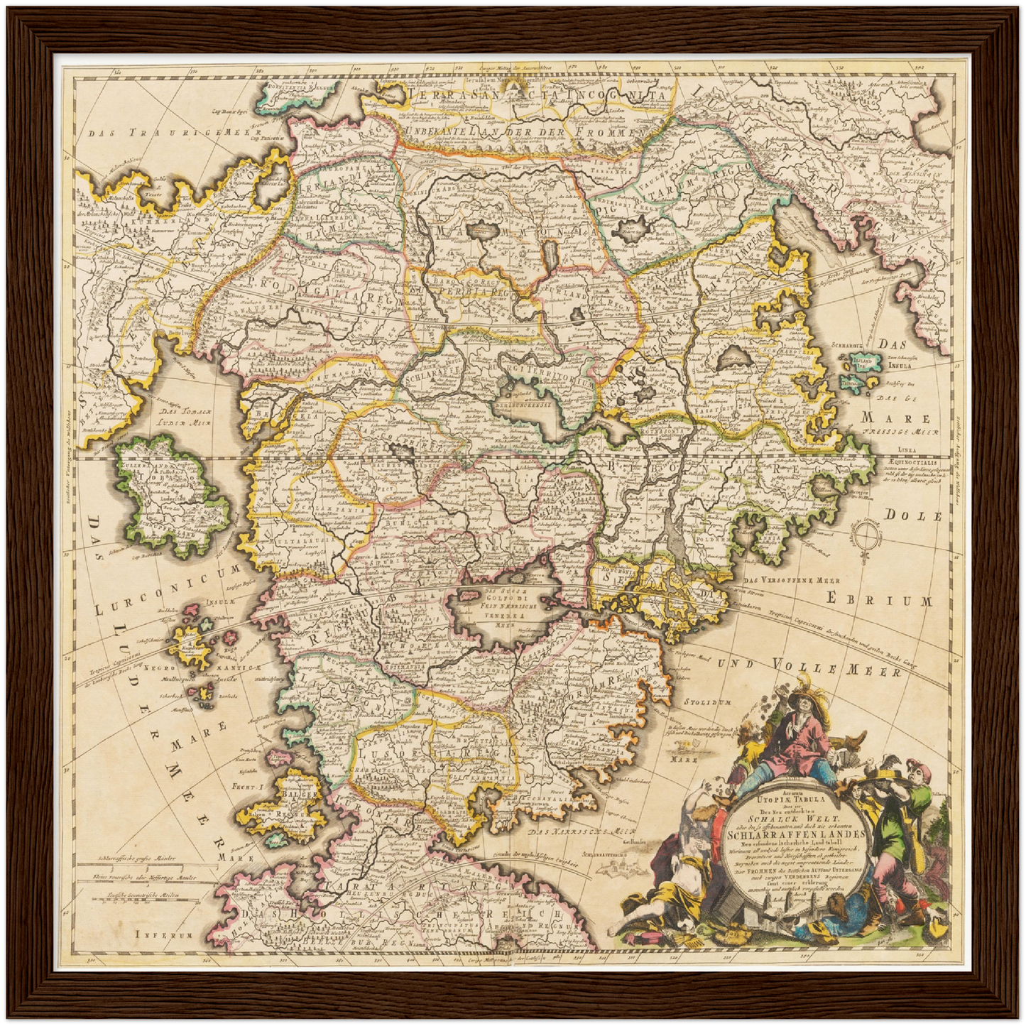 Historische Landkarte Schlaraffenland um 1694