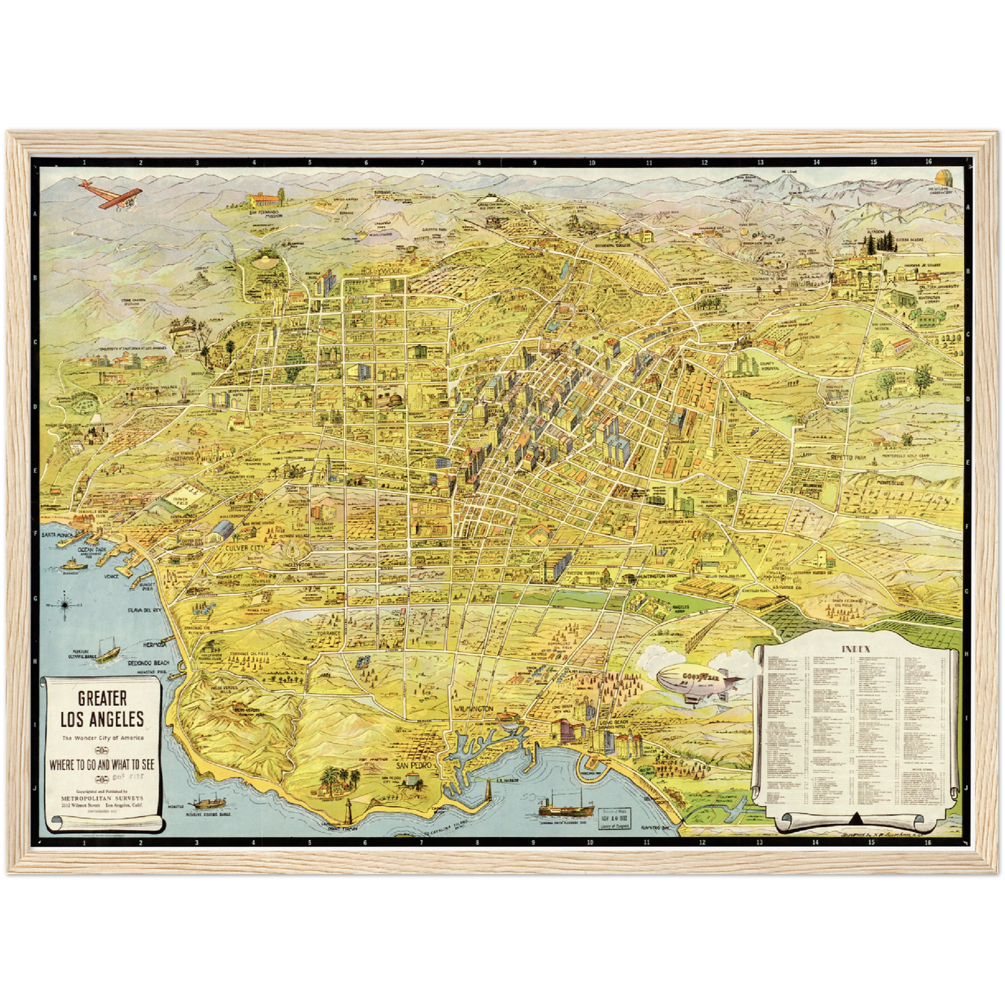 Historische Stadtansicht Greater Los Angeles um 1932
