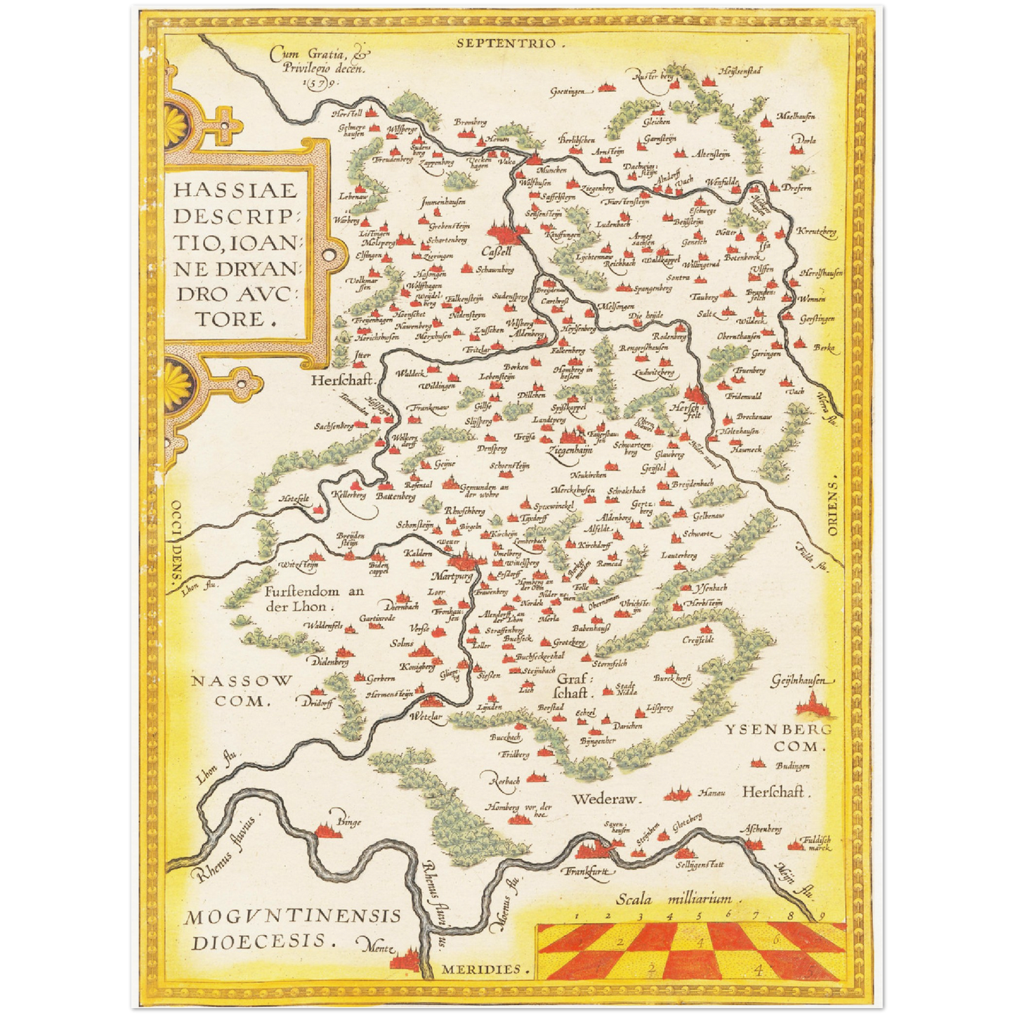 Historische Landkarte Hessen um 1609