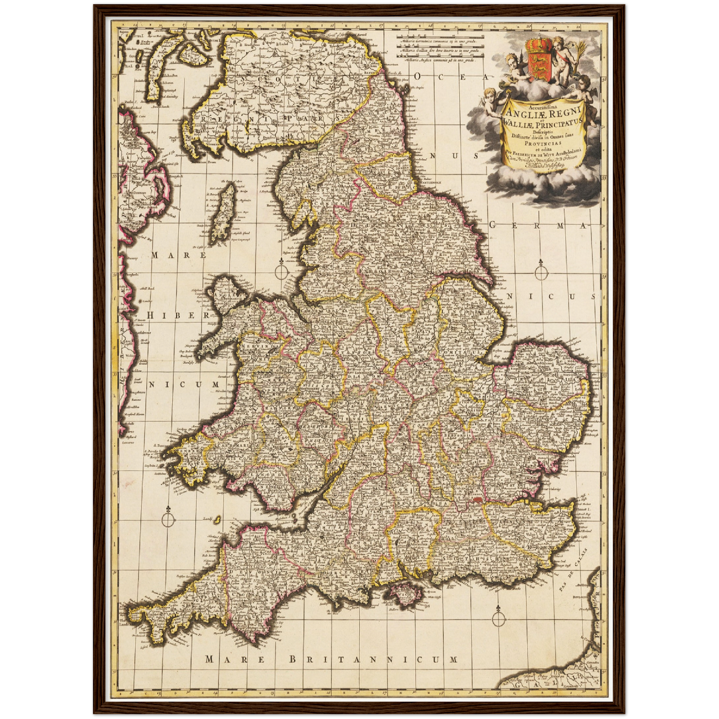 Historische Landkarte England um 1698