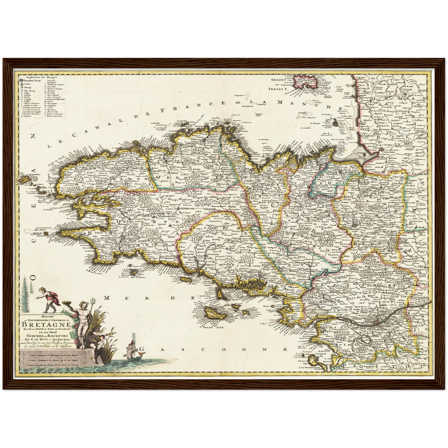 Historische Landkarte Bretagne um 1698