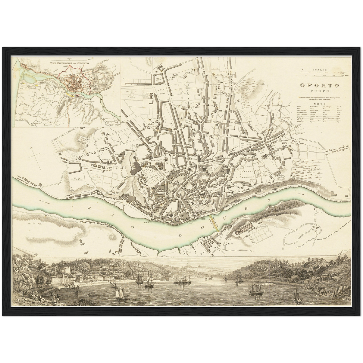 Historischer Stadtplan Porto um 1833