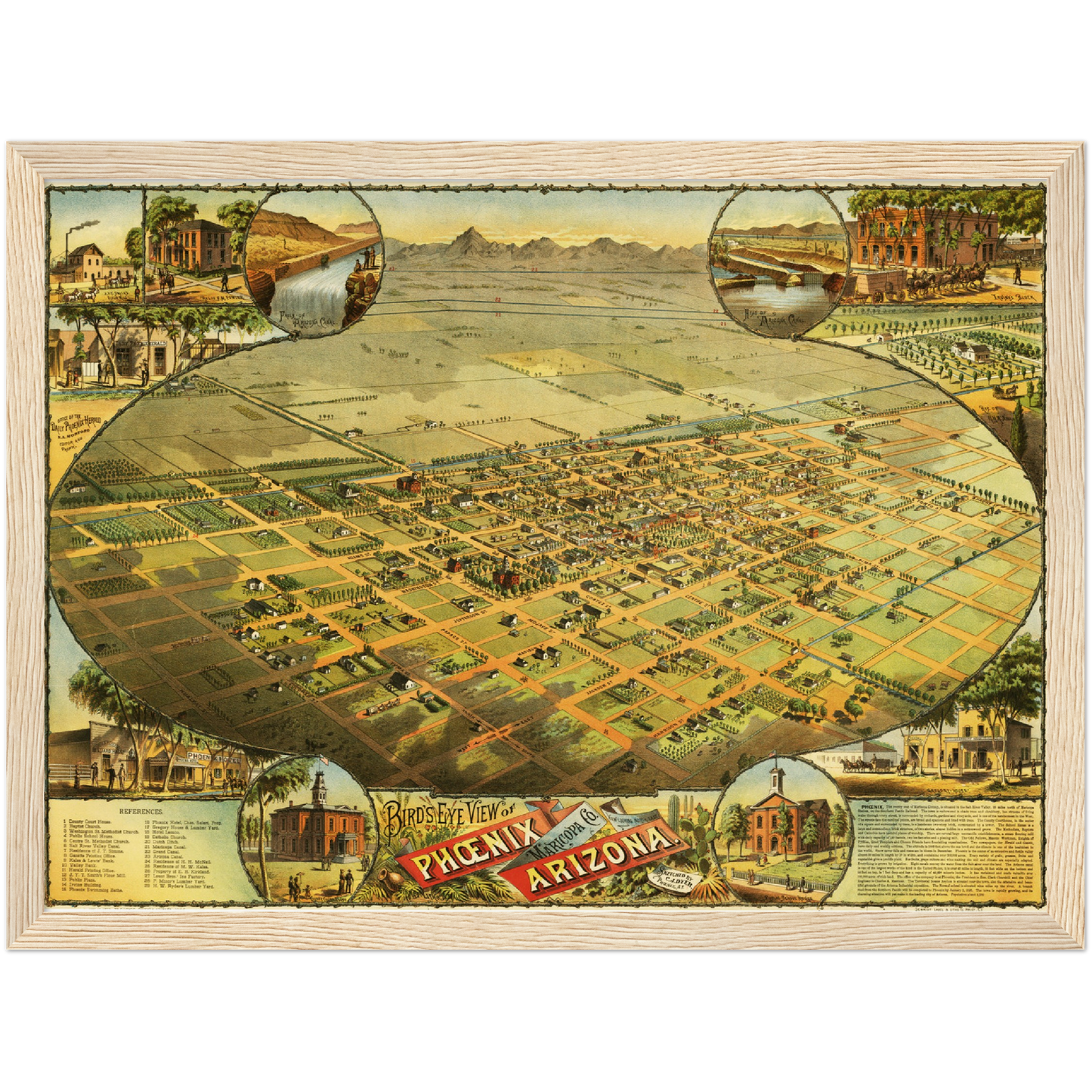 Historische Stadtansicht Phoenix um 1885