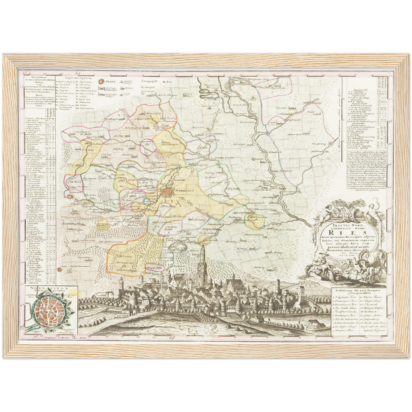 Historische Landkarte Nördlingen um 1738