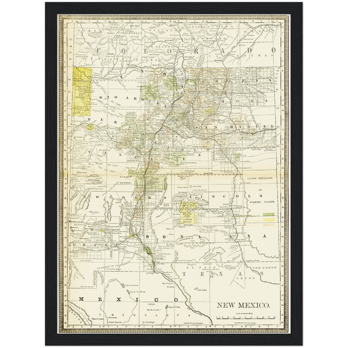 Historische Landkarte New Mexico um 1882