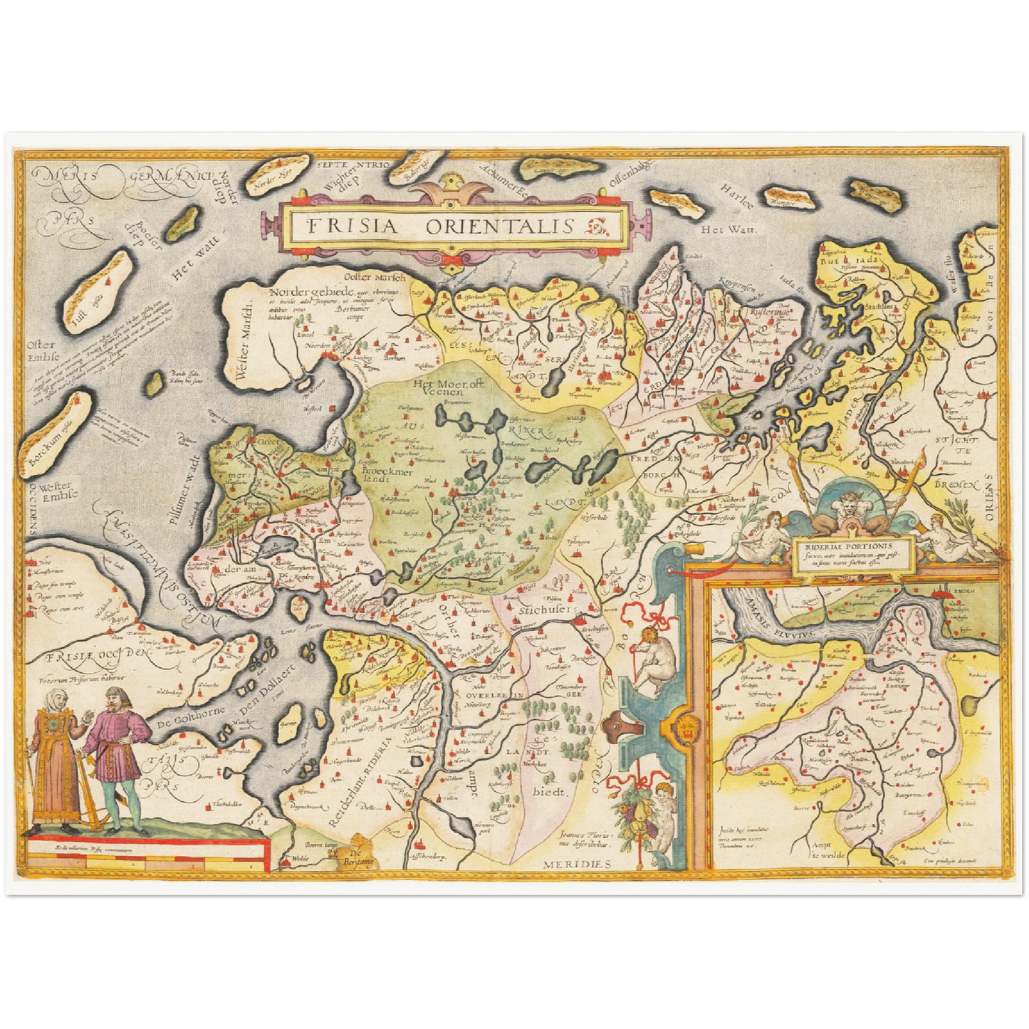 Historische Landkarte Ostfriesland um 1609