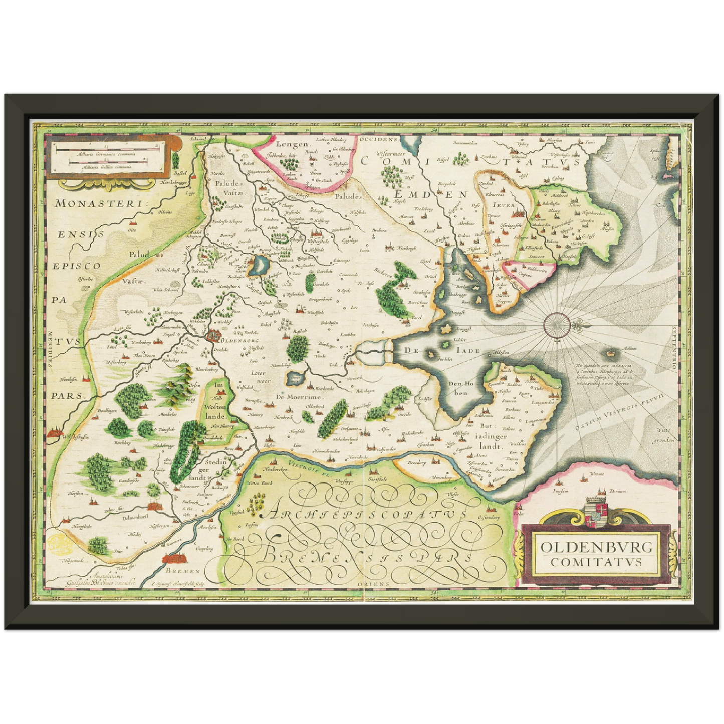 Historische Landkarte Oldenburg um 1645