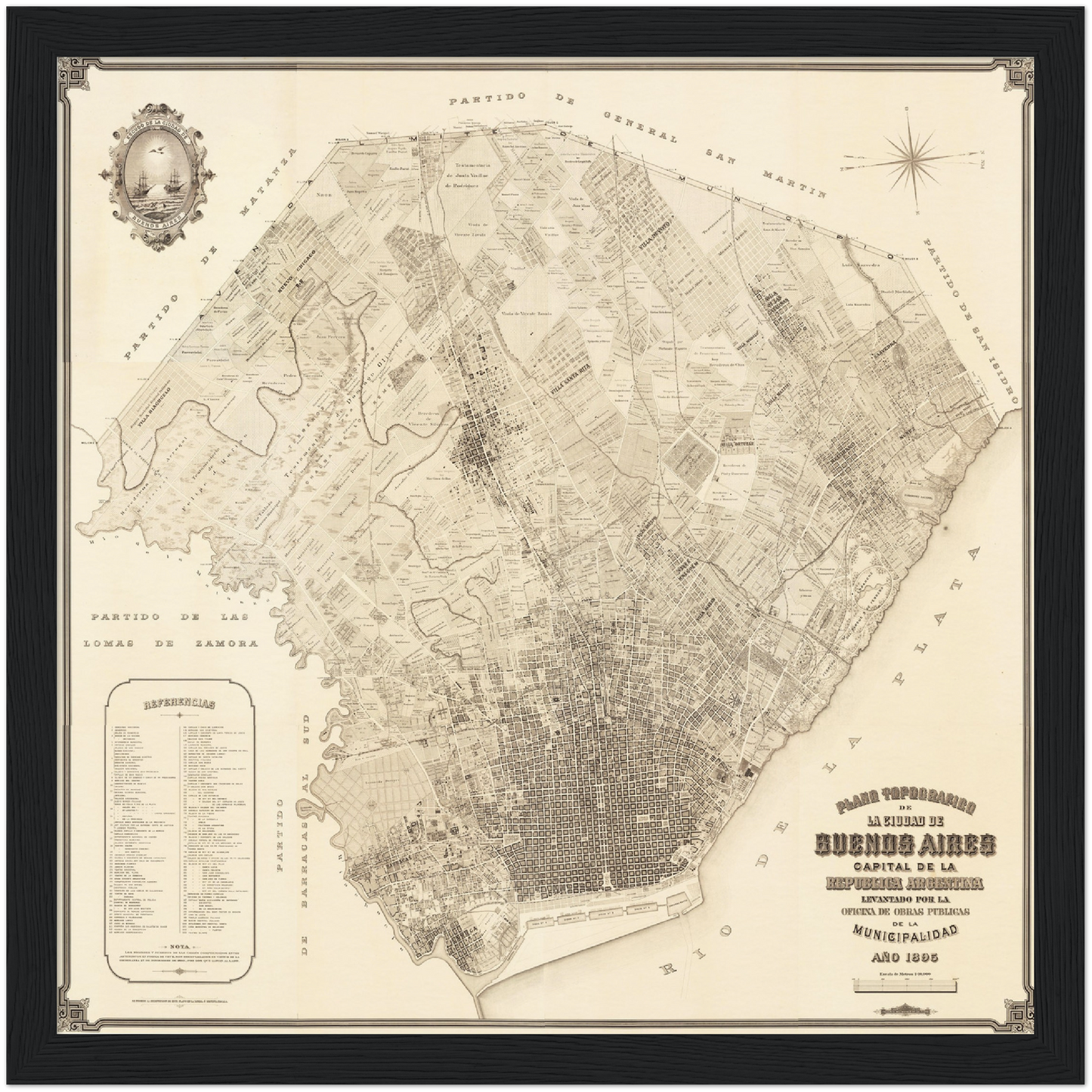 Historischer Stadtplan Buenos Aires um 1895