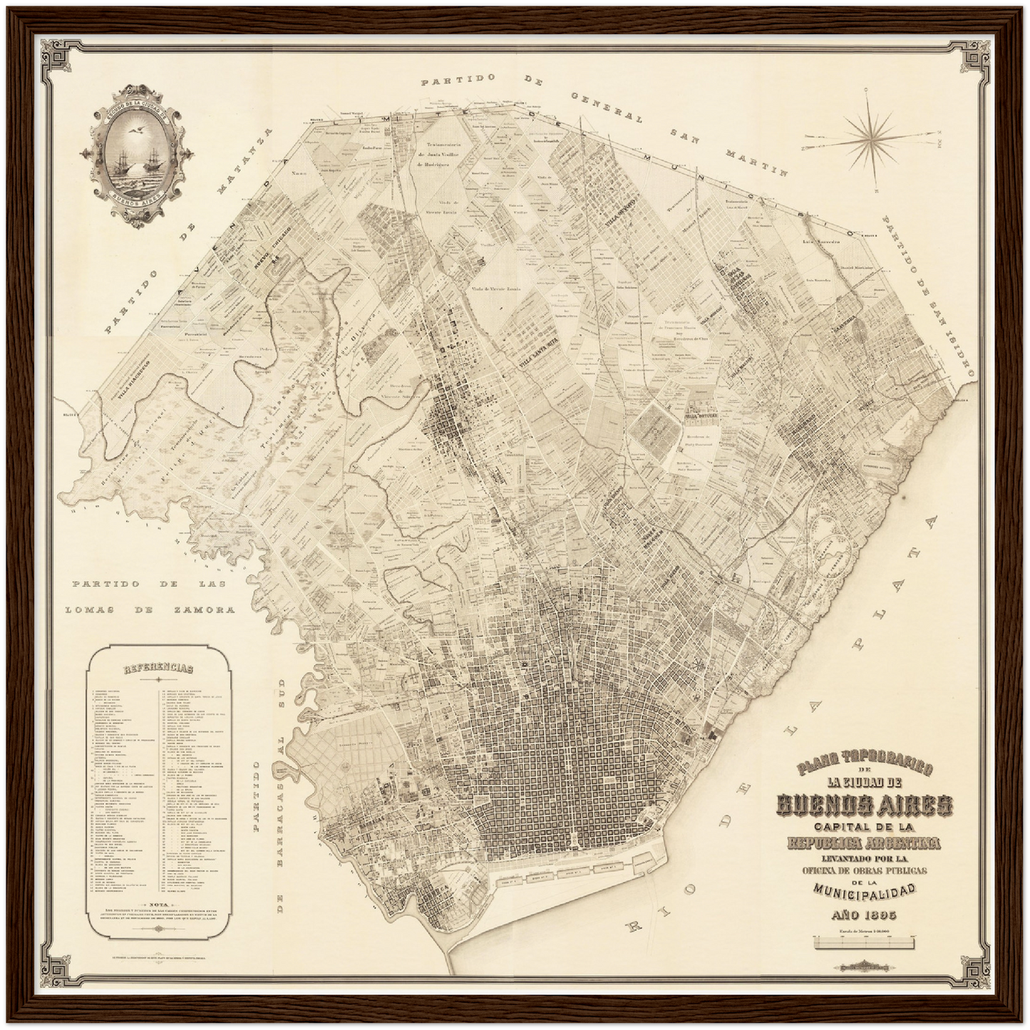 Historischer Stadtplan Buenos Aires um 1895