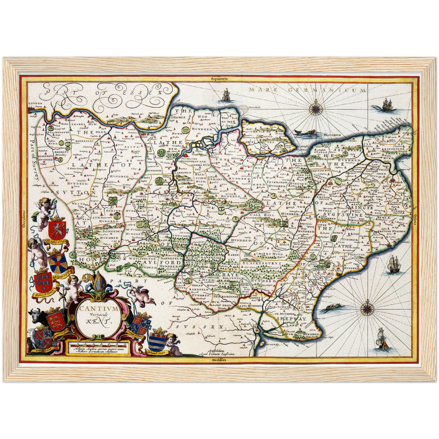 Historische Landkarte Kent um 1646