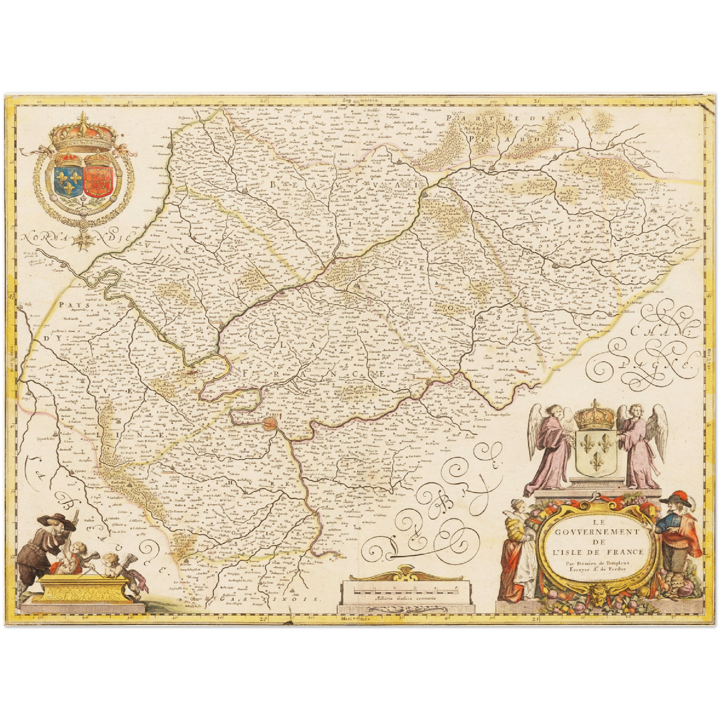 Historische Landkarte Île-de-France um 1698
