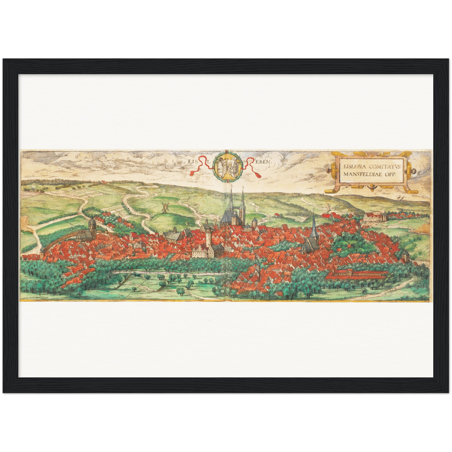 Historische Stadtansicht Eisleben um 1592