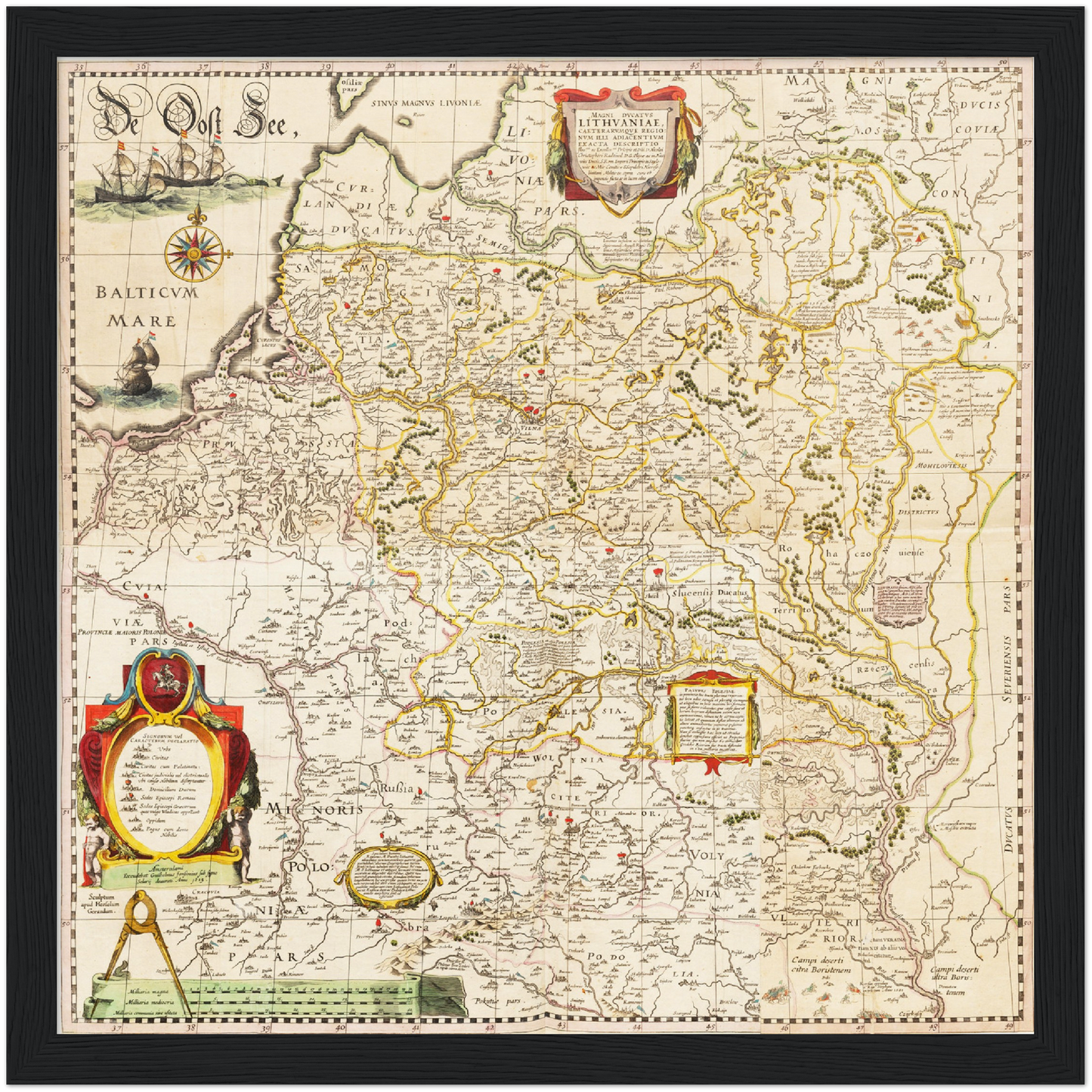 Historische Landkarte Litauen um 1635