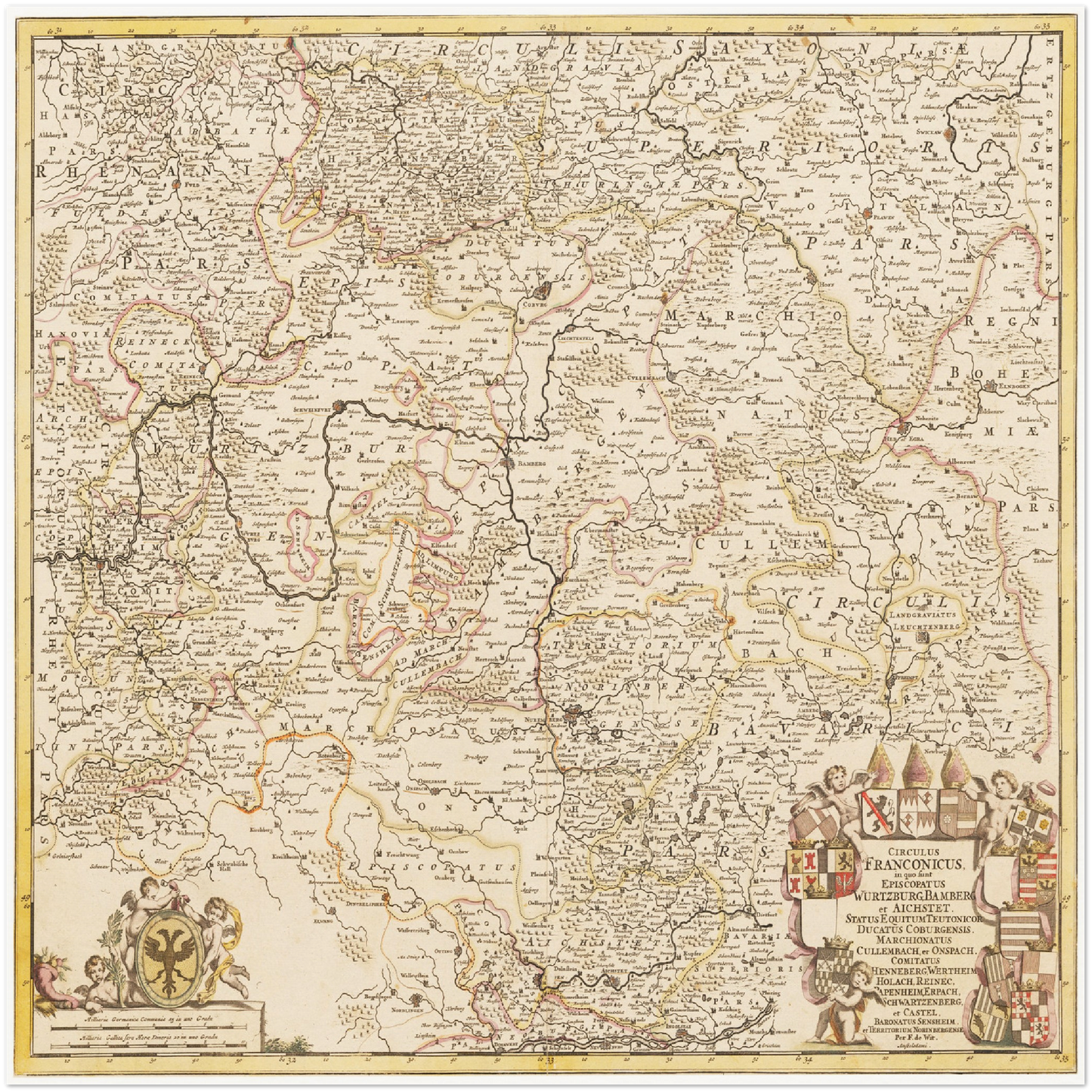 Historische Landkarte Franken um 1698