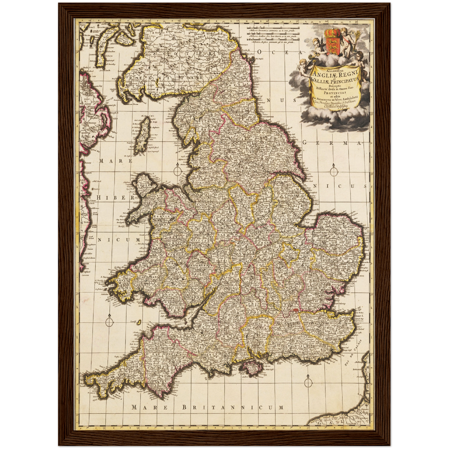 Historische Landkarte England um 1698