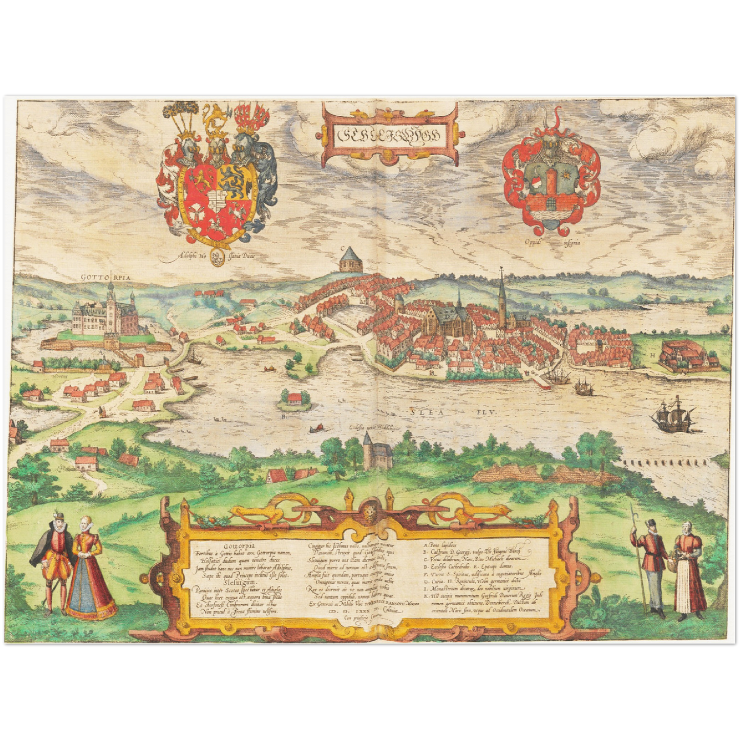Historische Stadtansicht Schleswig um 1592