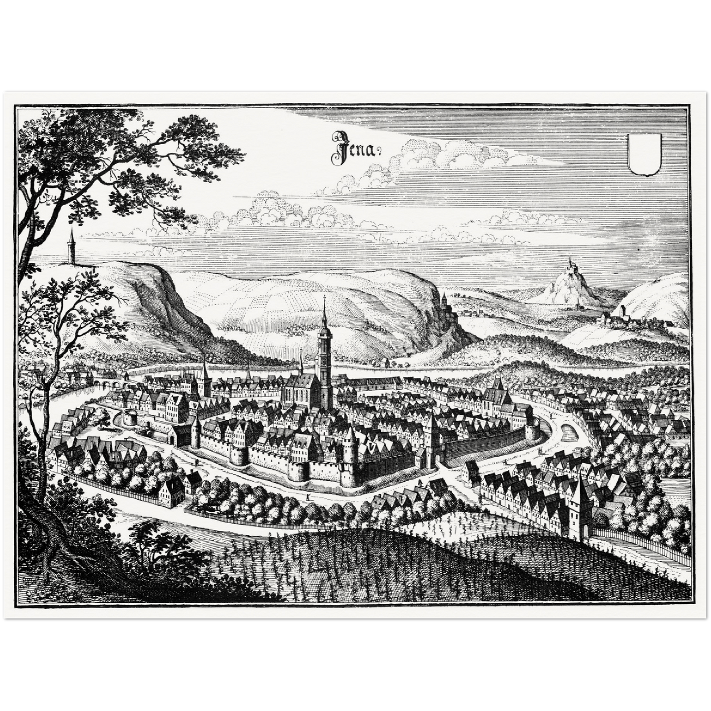 Historische Stadtansicht Jena um 1650