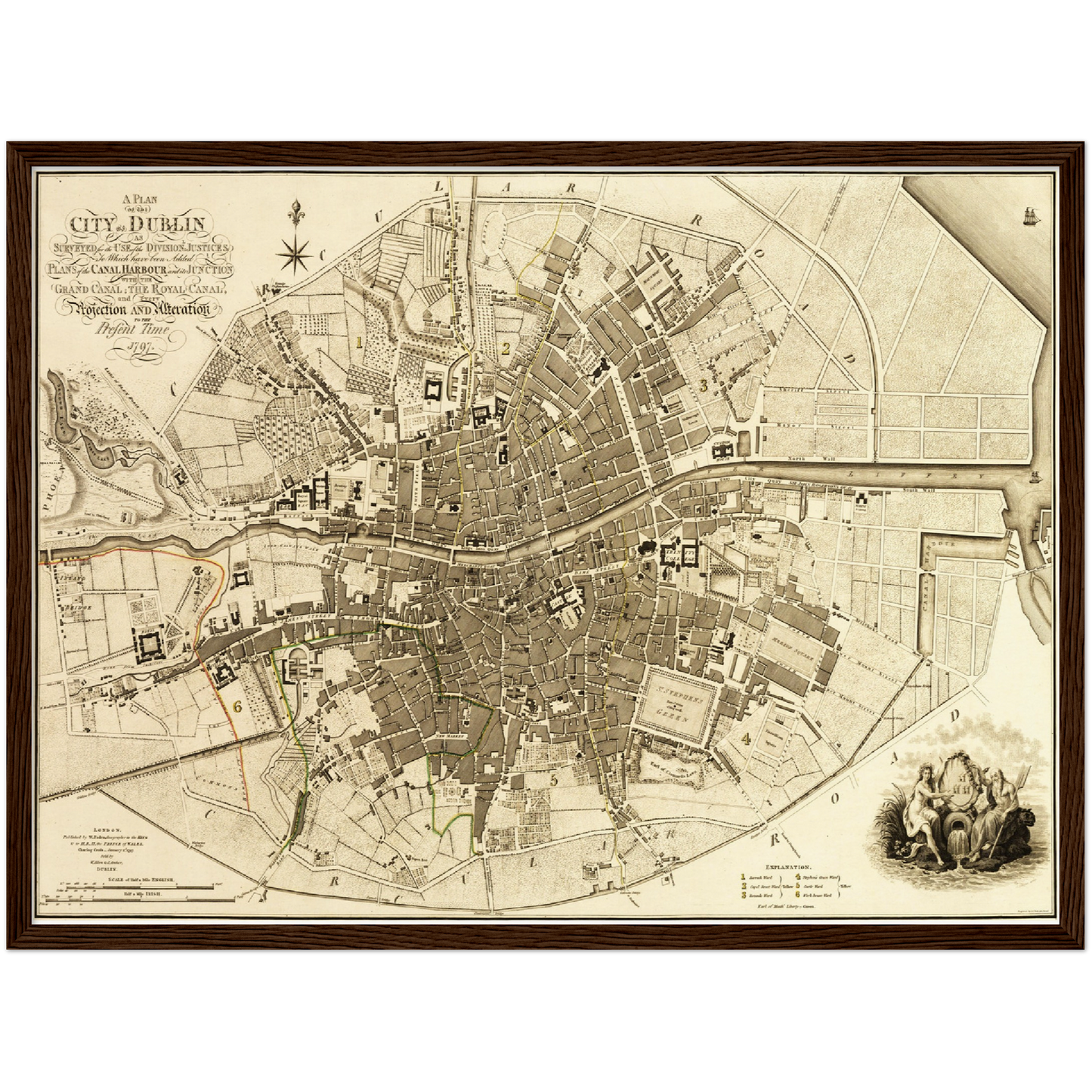 Historischer Stadtplan Dublin um 1797