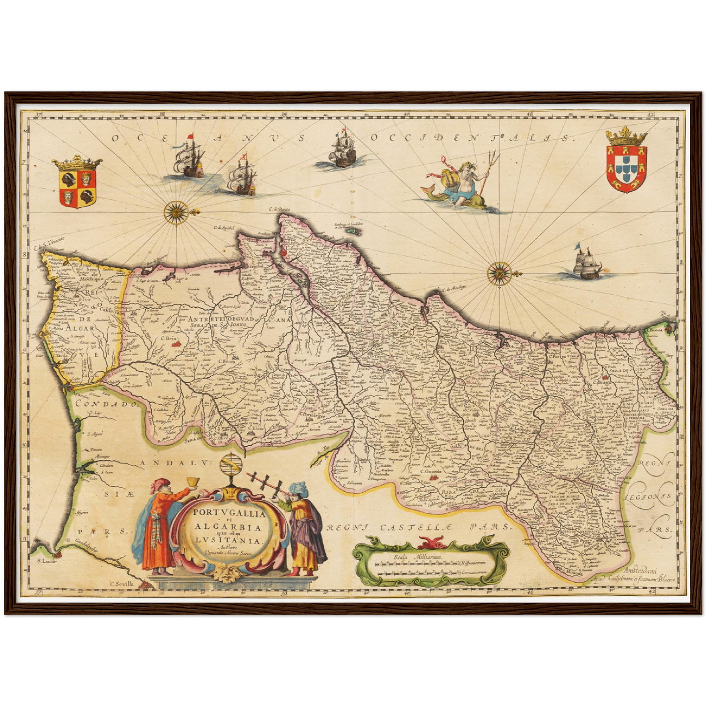 Historische Landkarte Portugal um 1635