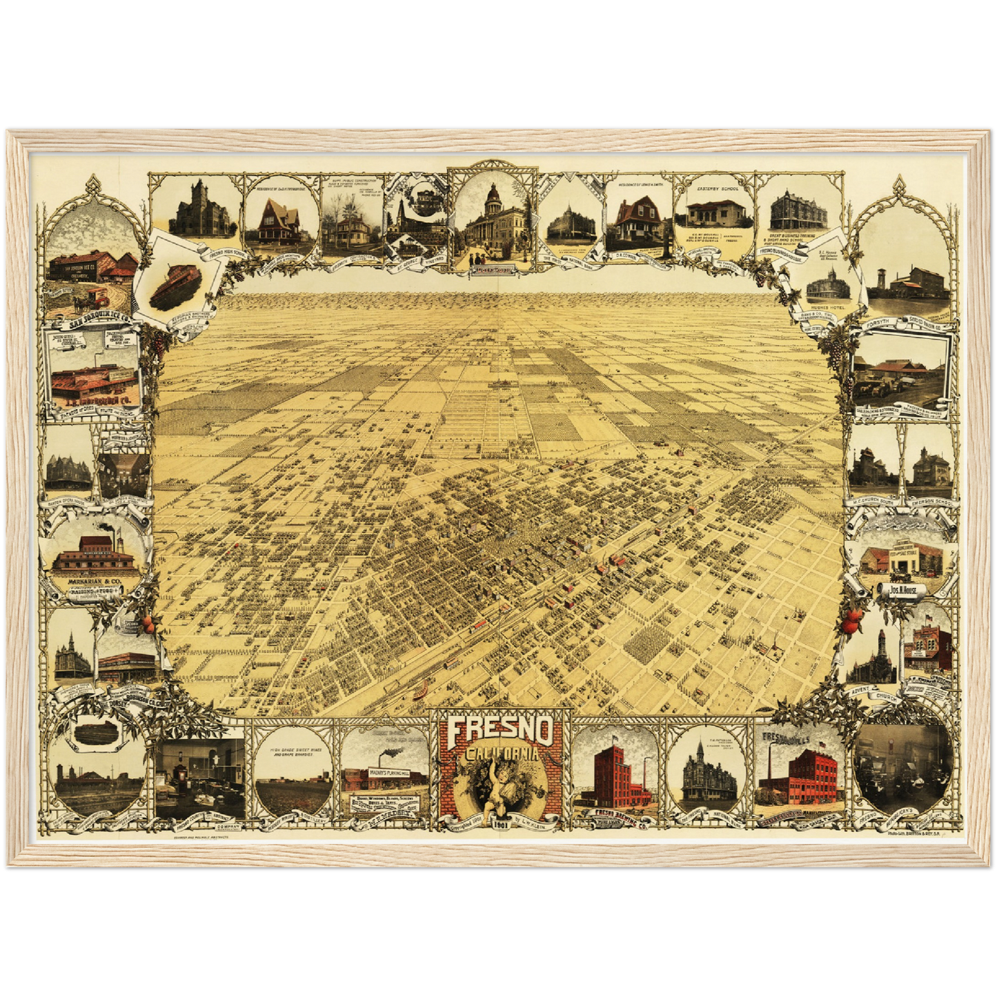 Historische Stadtansicht Fresno um 1901