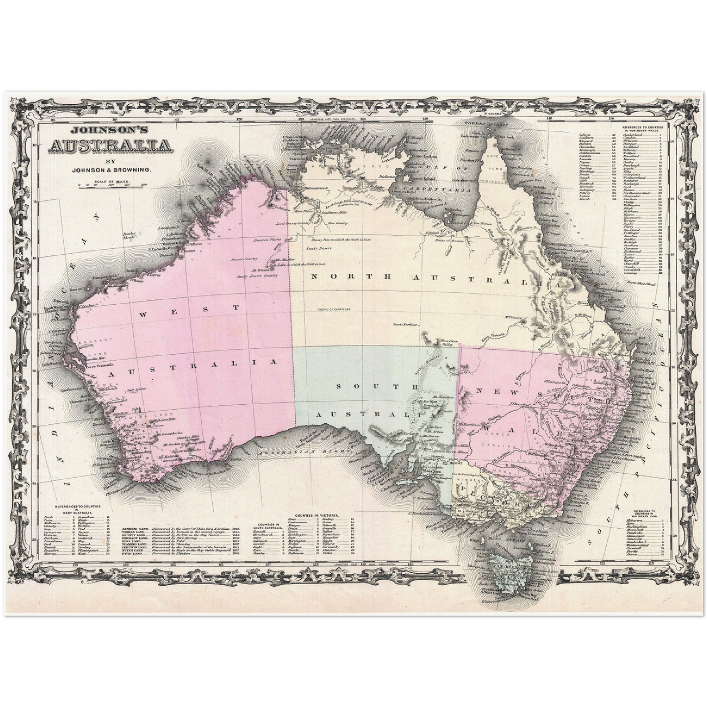 Historische Landkarte Australien um 1861