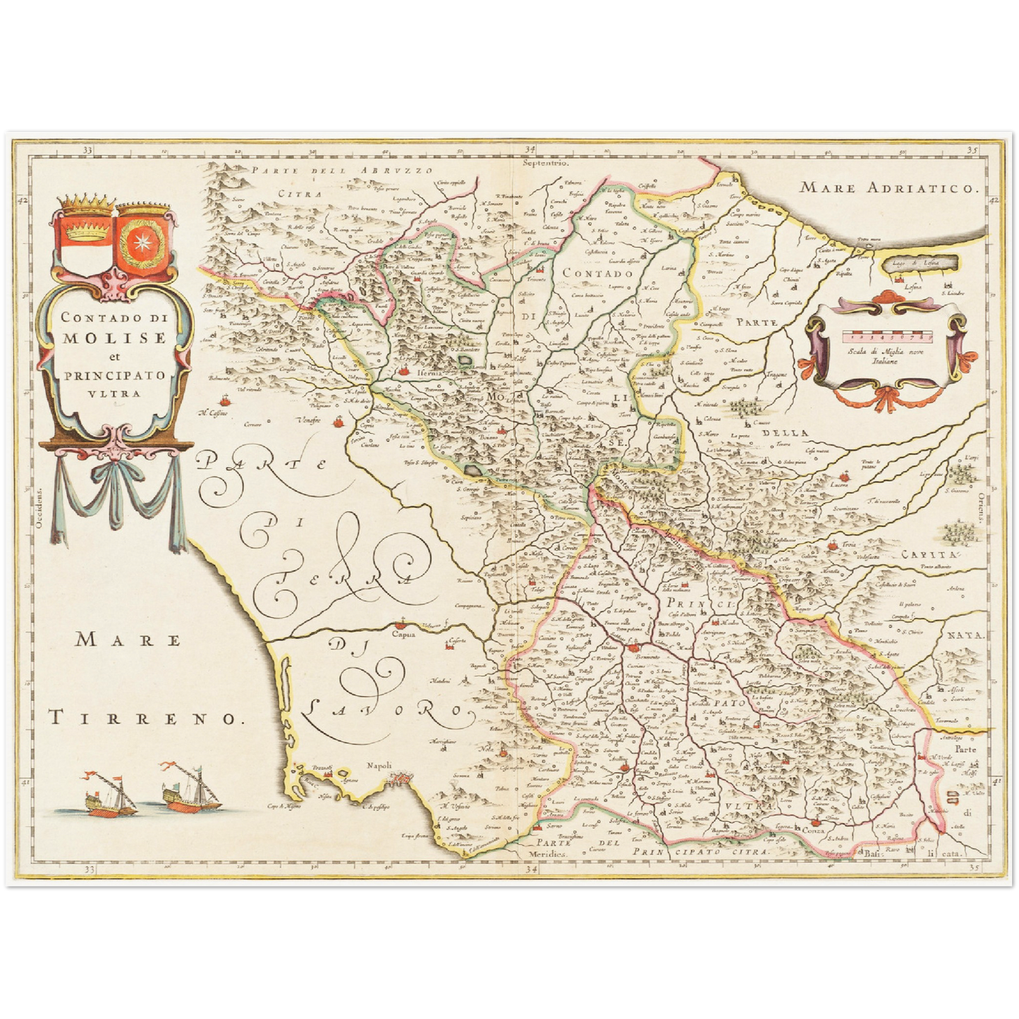 Historische Landkarte Molise um 1630