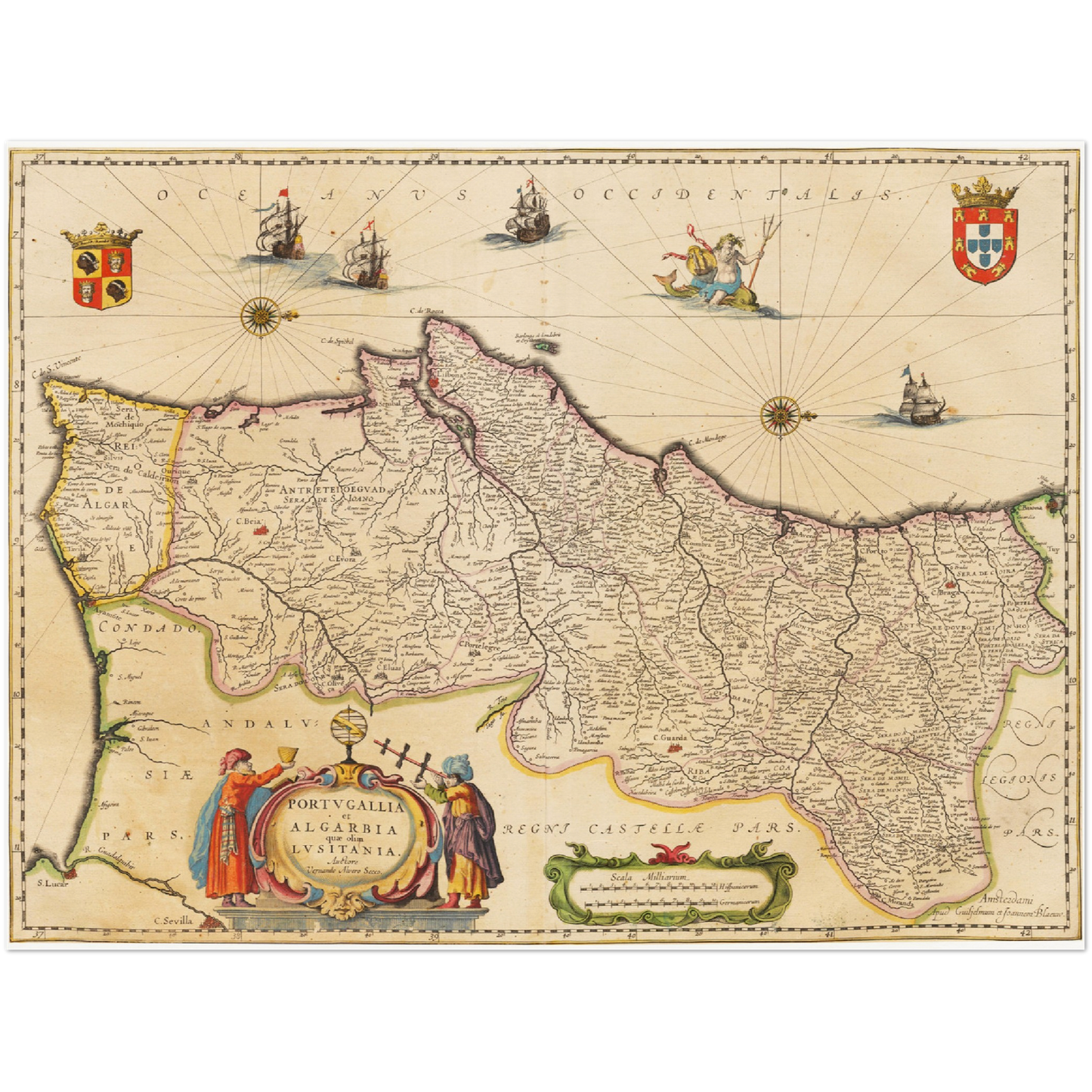 Historische Landkarte Portugal um 1635