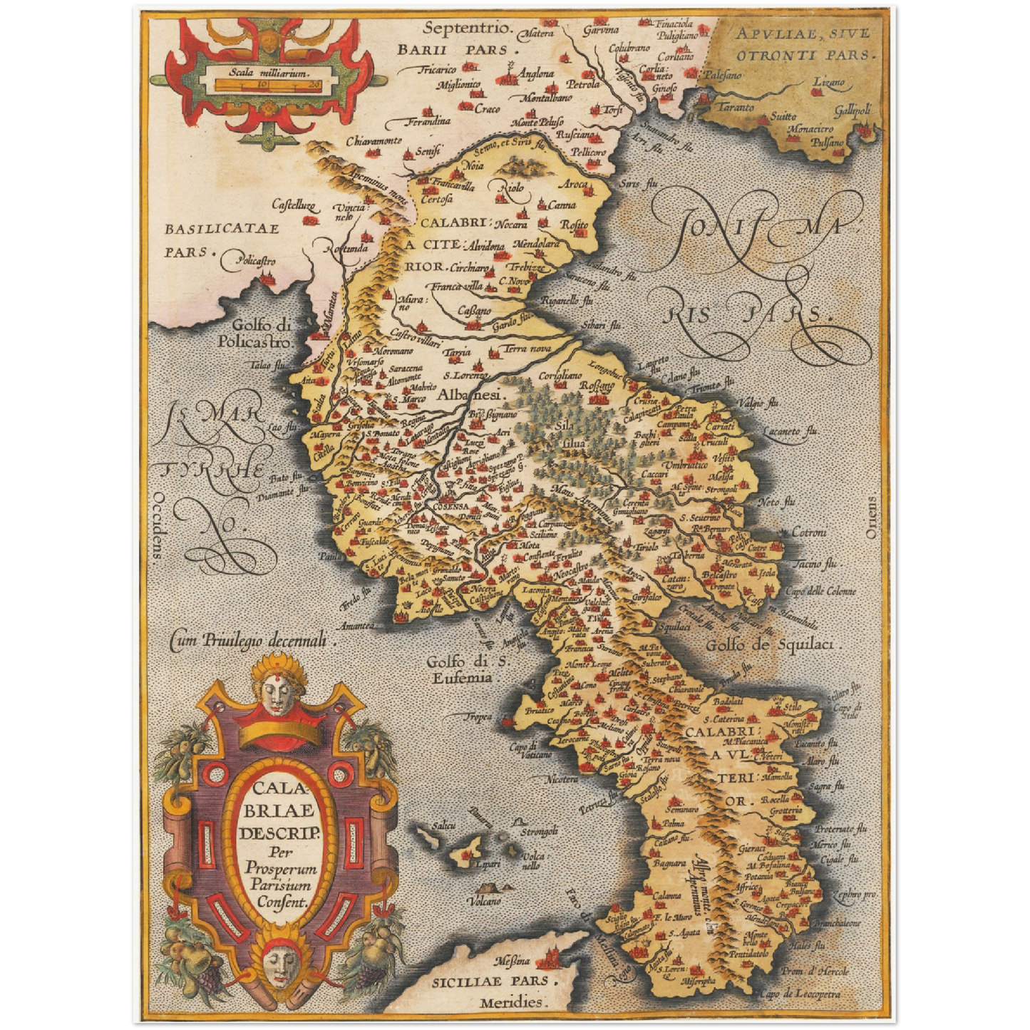 Historische Landkarte Kalabrien um 1609
