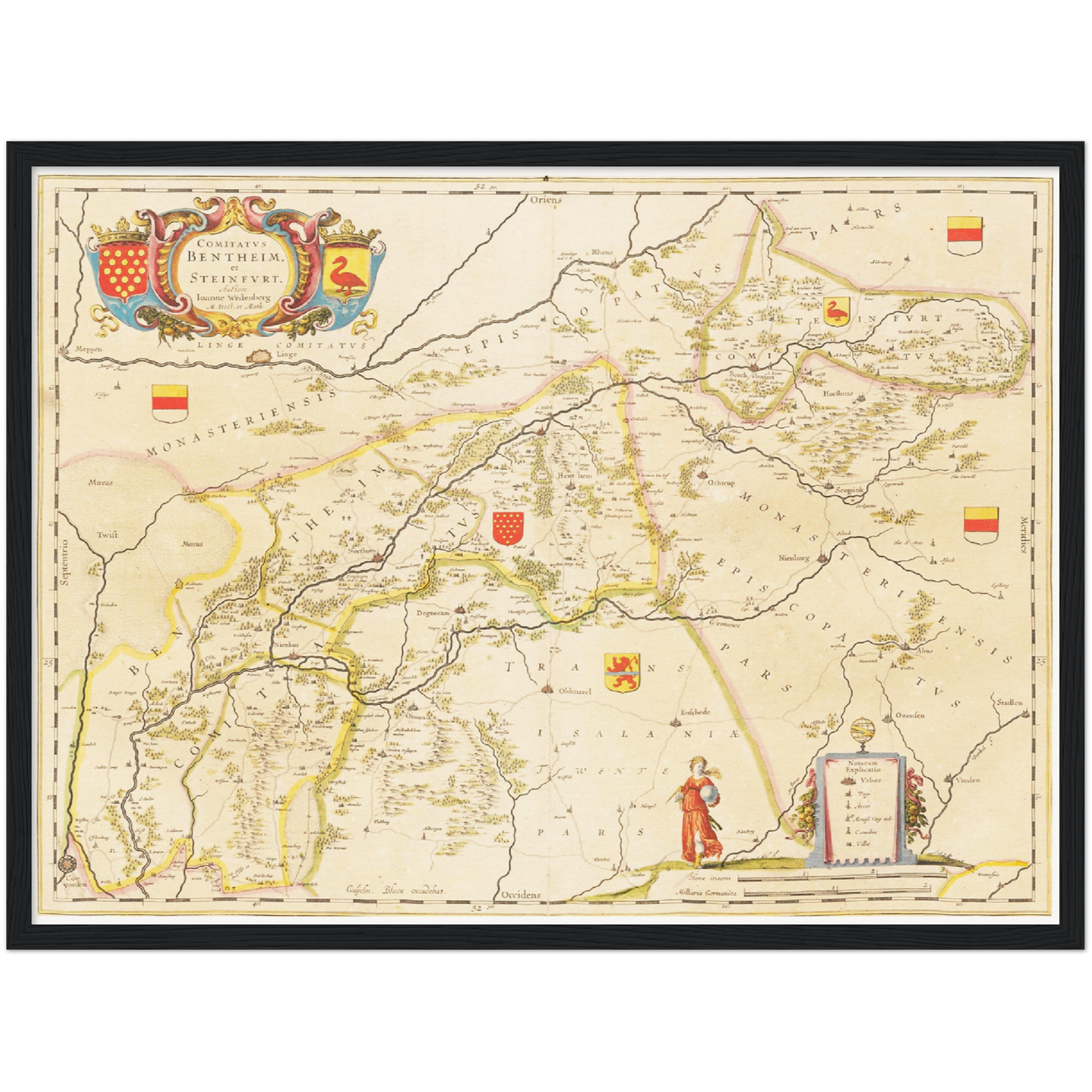 Historische Landkarte Grafschaft Bentheim um 1635
