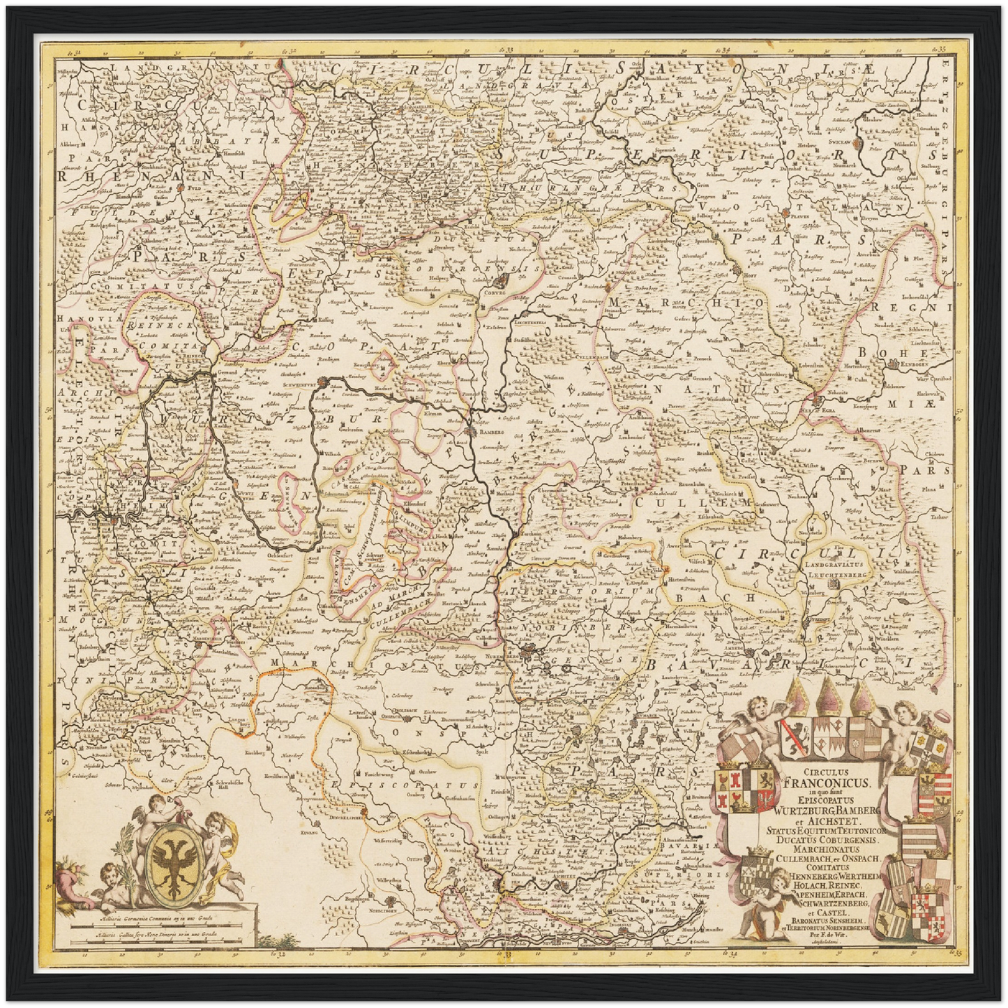 Historische Landkarte Franken um 1698