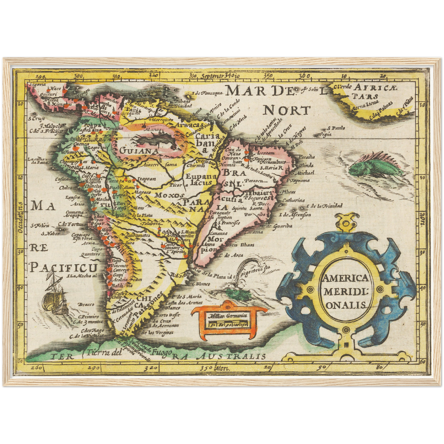 Historische Landkarte Südamerika um 1609