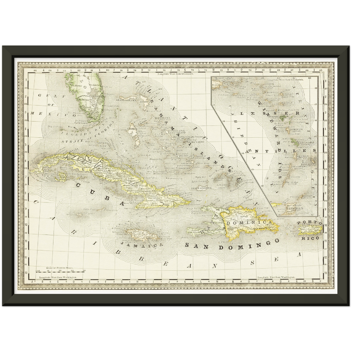 Historische Landkarte Kuba um 1882