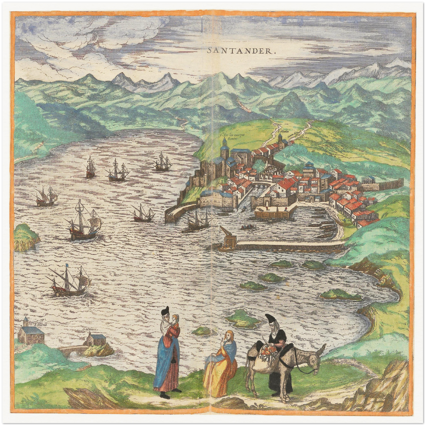 Historische Stadtansicht Santander um 1609