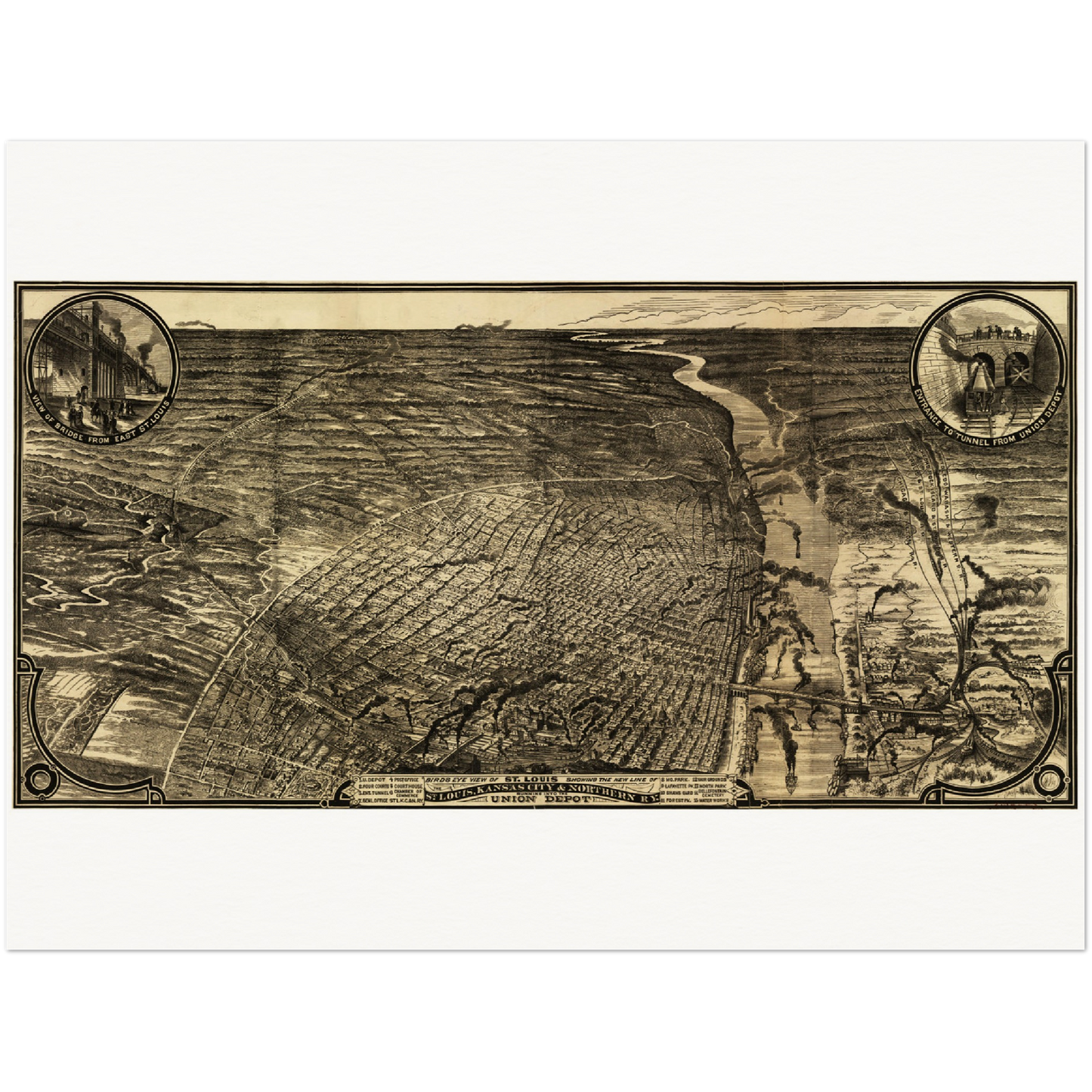 Historische Stadtansicht St. Louis um 1876