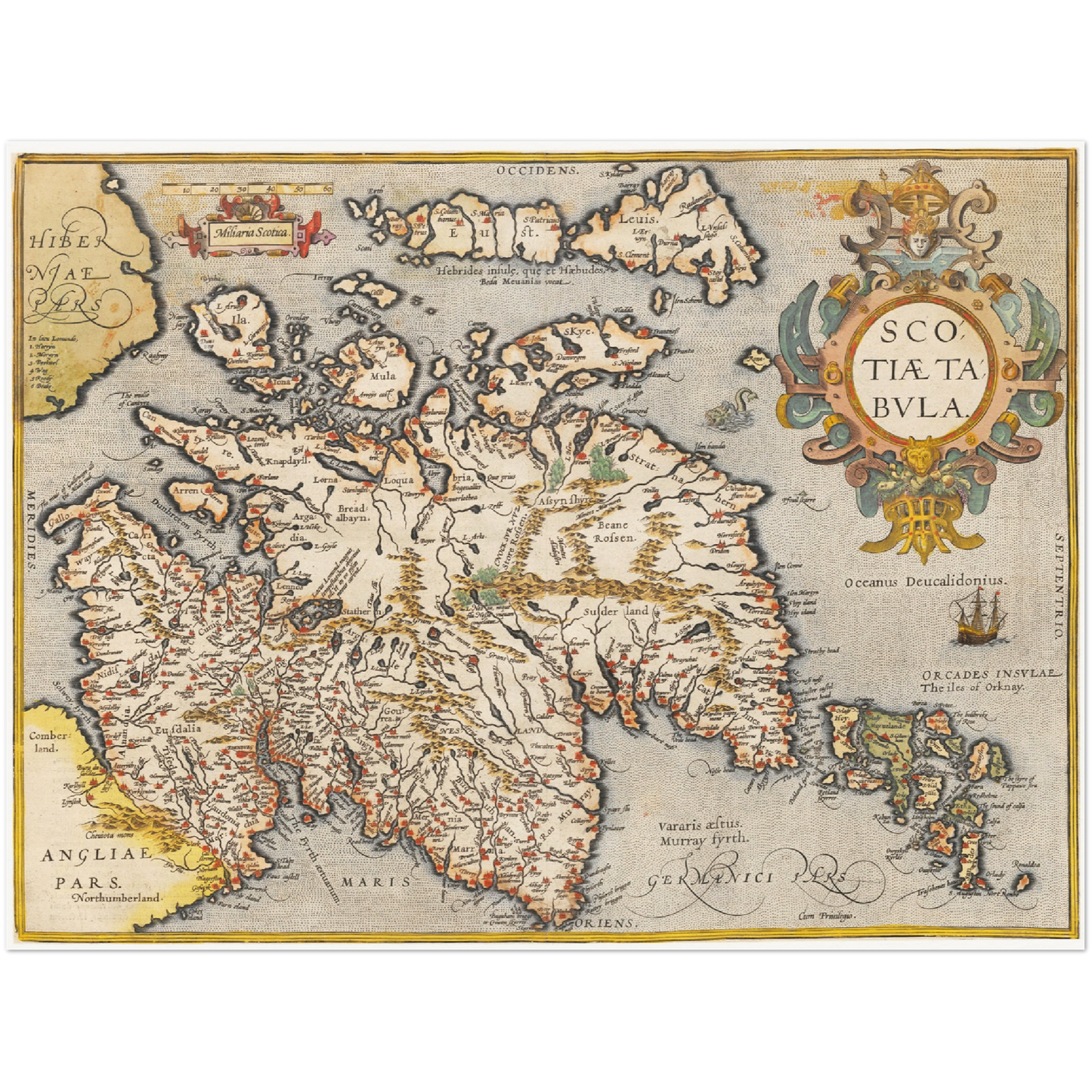 Historische Landkarte Schottland um 1609