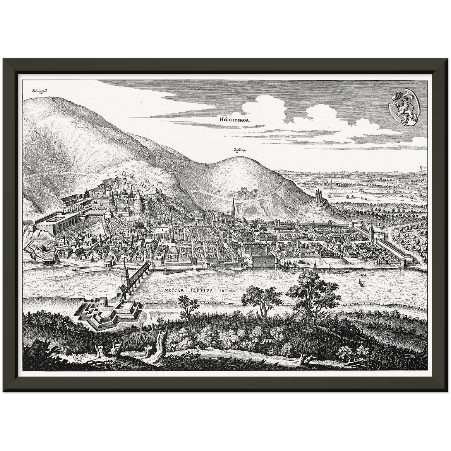 Historische Stadtansicht Heidelberg um 1645
