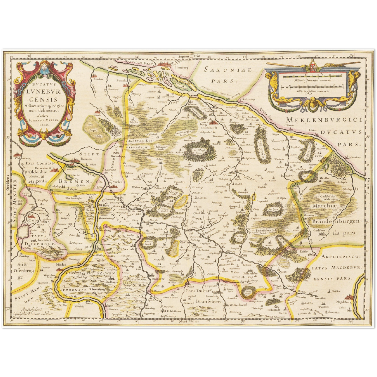 Historische Landkarte Lüneburg um 1635