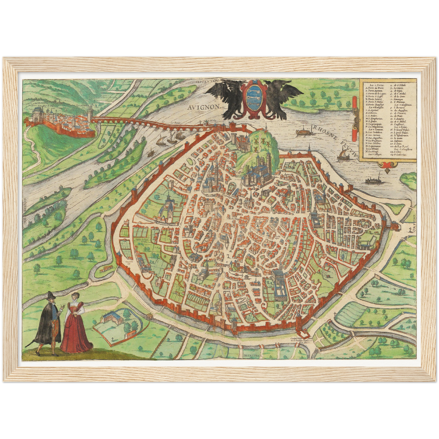 Historische Stadtansicht Avignon um 1609