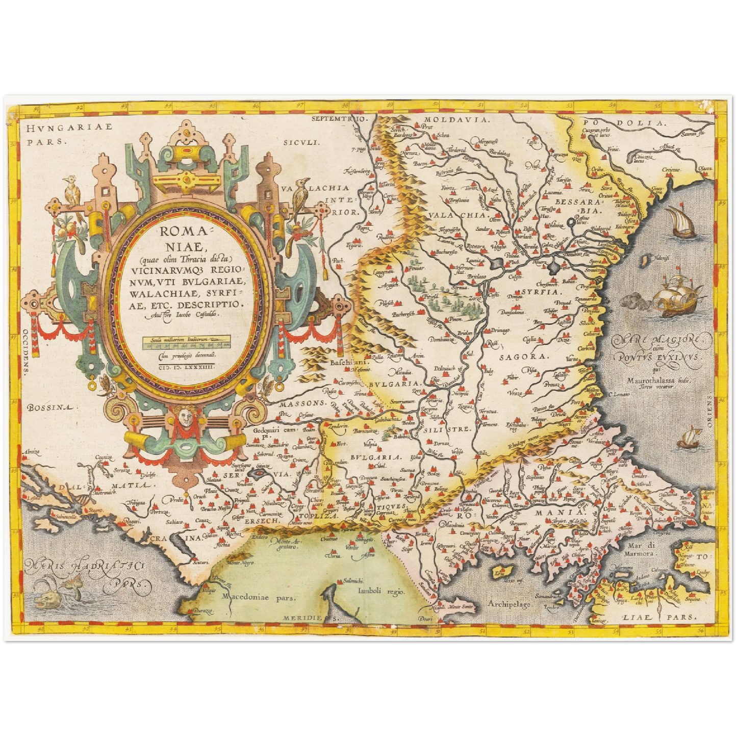 Historische Landkarte Rumänien um 1609