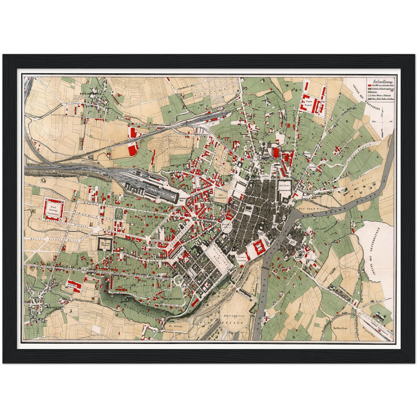 Historische Stadtansicht Kassel um 1878