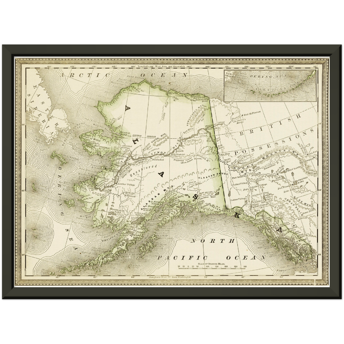 Historische Landkarte Alaska um 1882