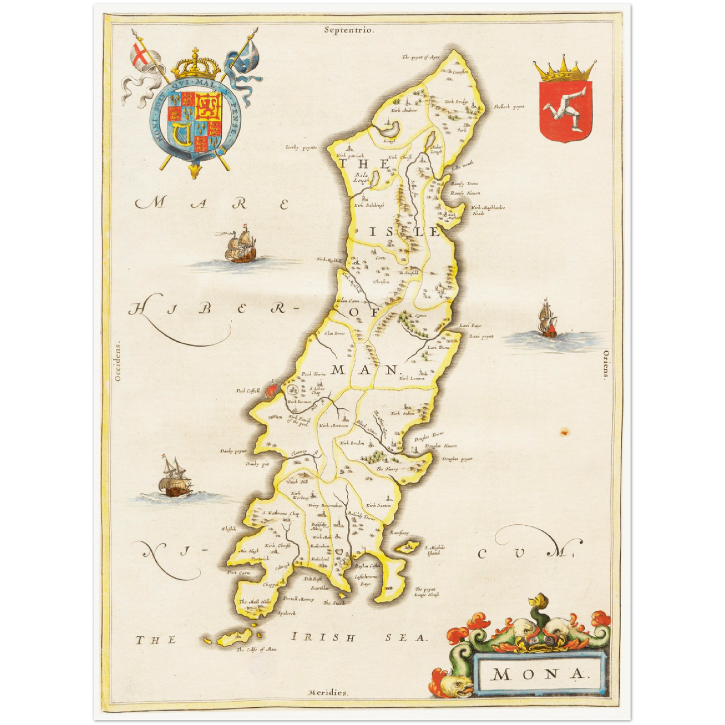Historische Landkarte Isle of Man um 1635