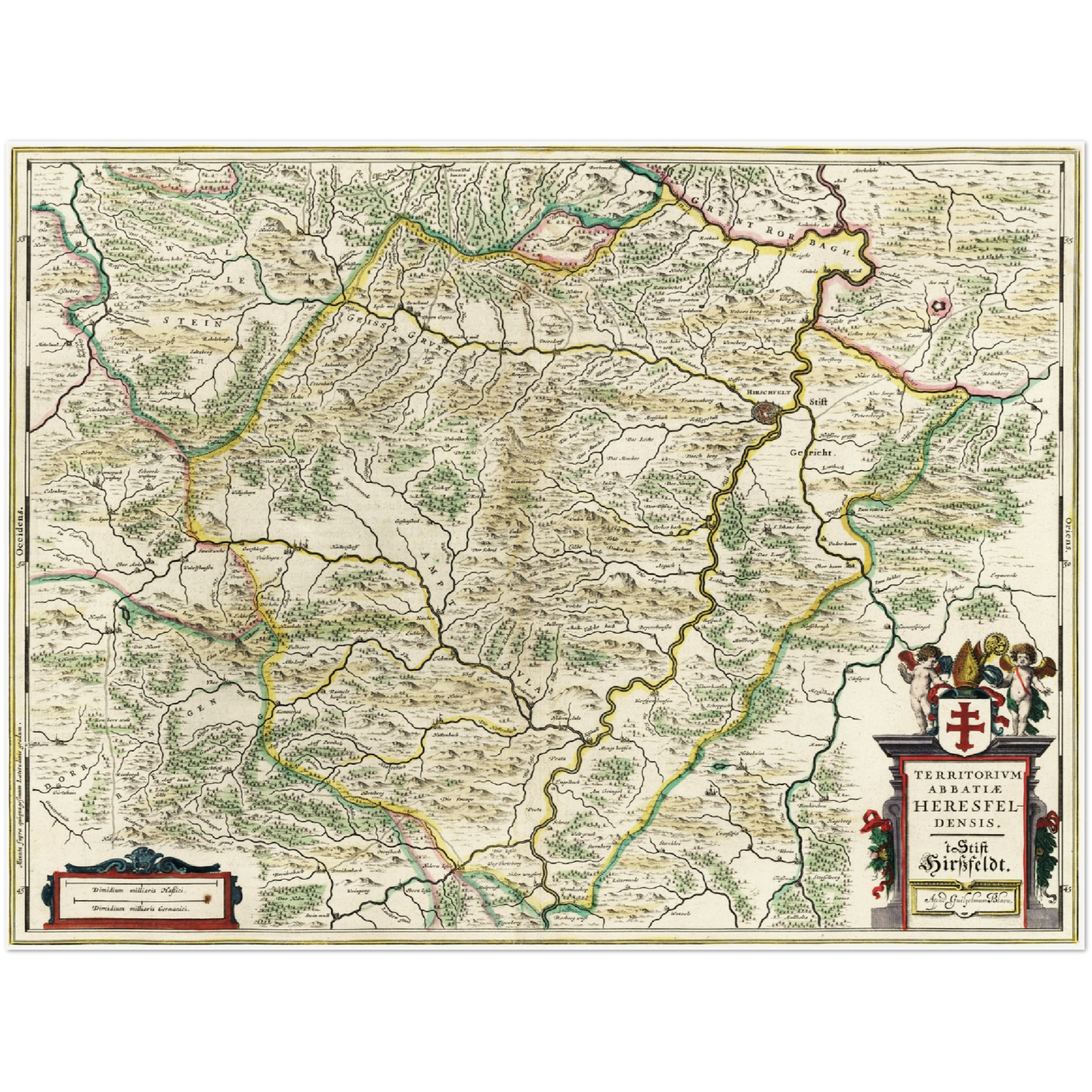 Historische Landkarte Bad Hersfeld um 1647