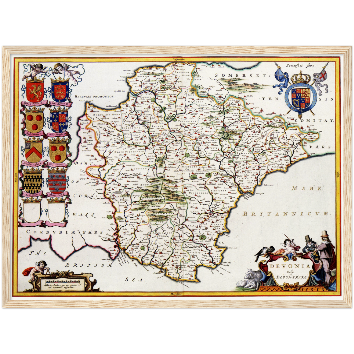 Historische Landkarte Devon um 1646