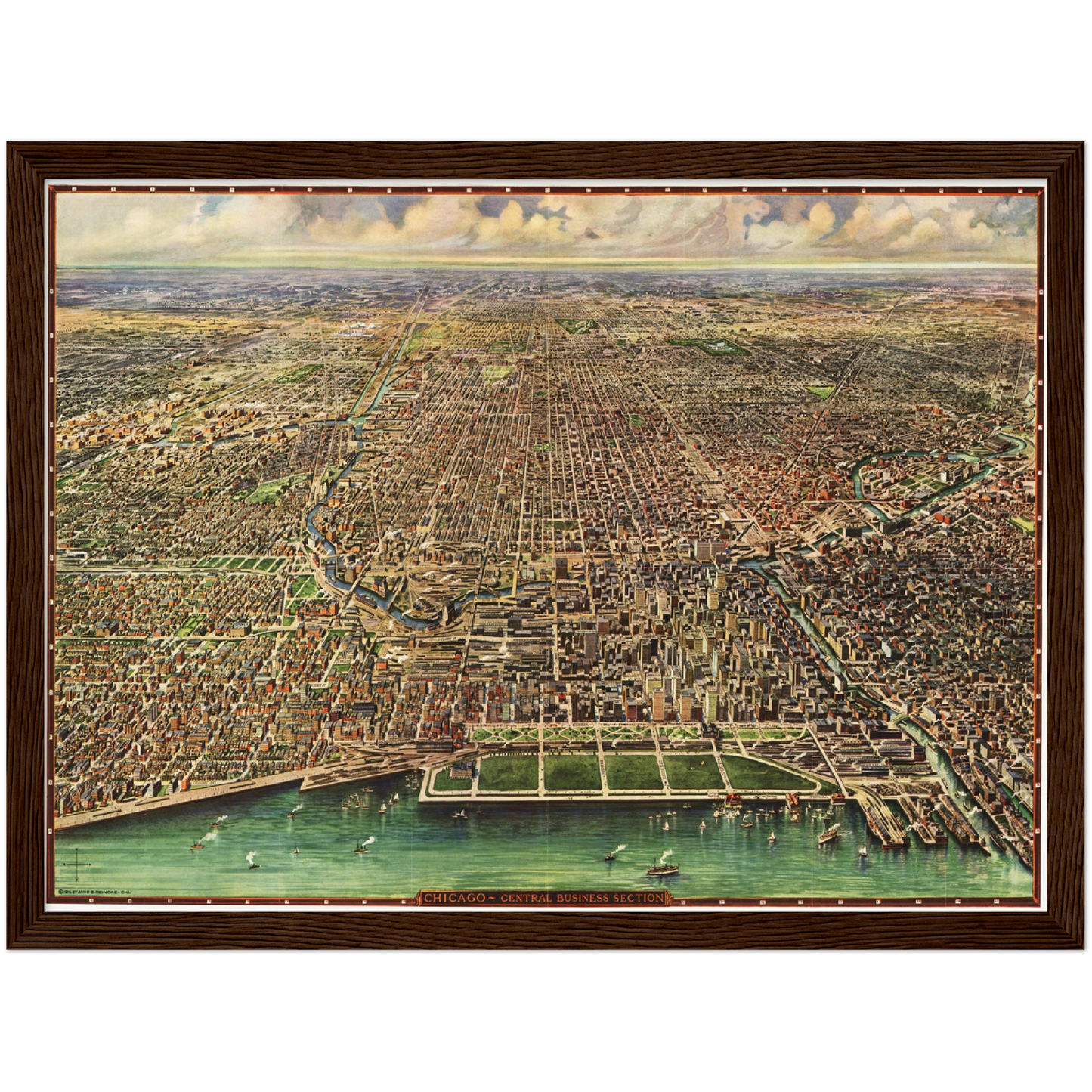 Historische Stadtansicht Chicago um 1918