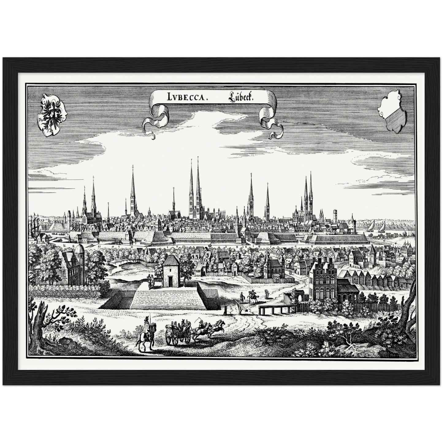 Historische Stadtansicht Lübeck um 1641