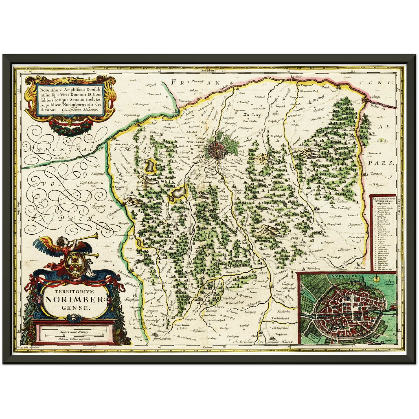 Historische Landkarte Nürnberg um 1647