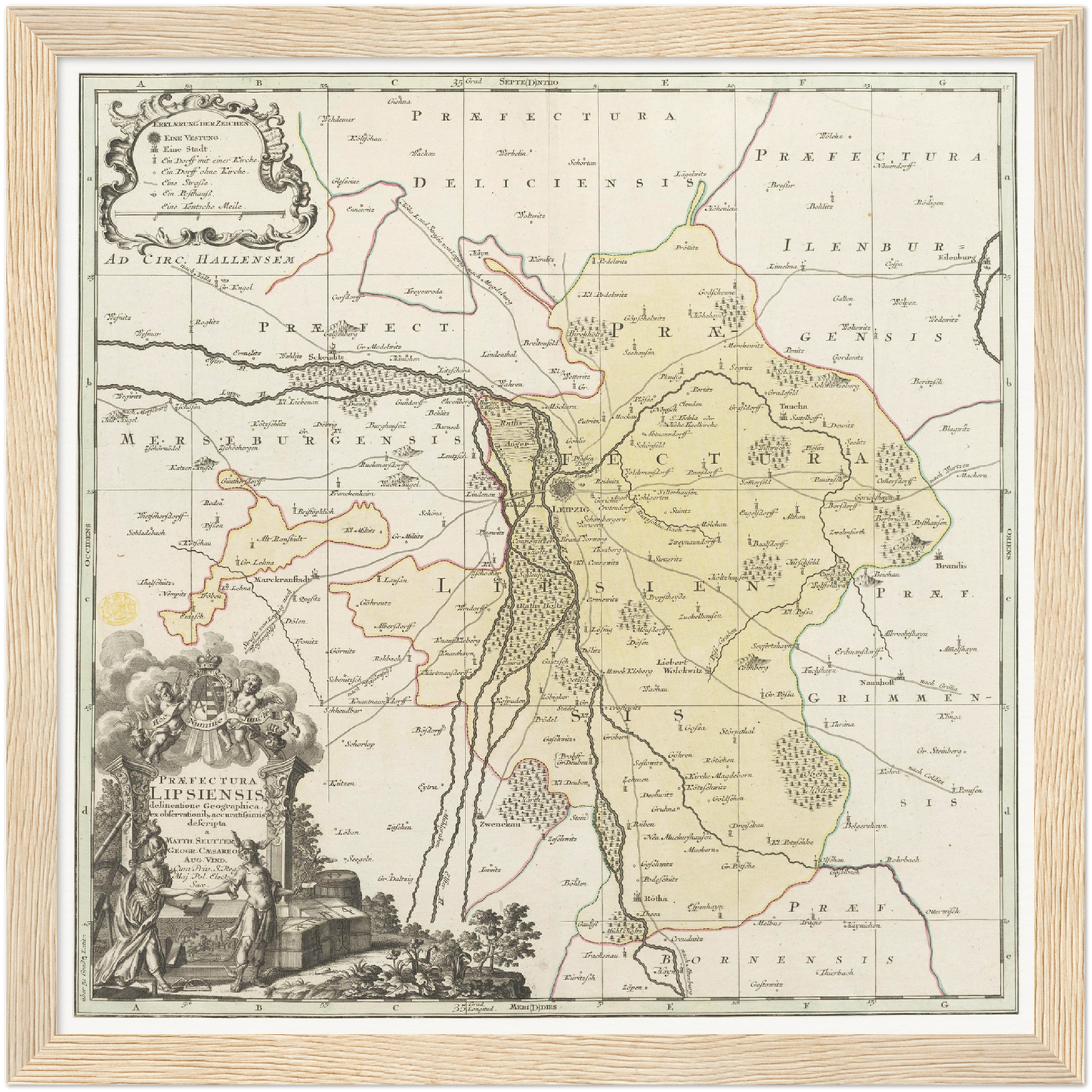 Historische Landkarte Leipzig um 1750
