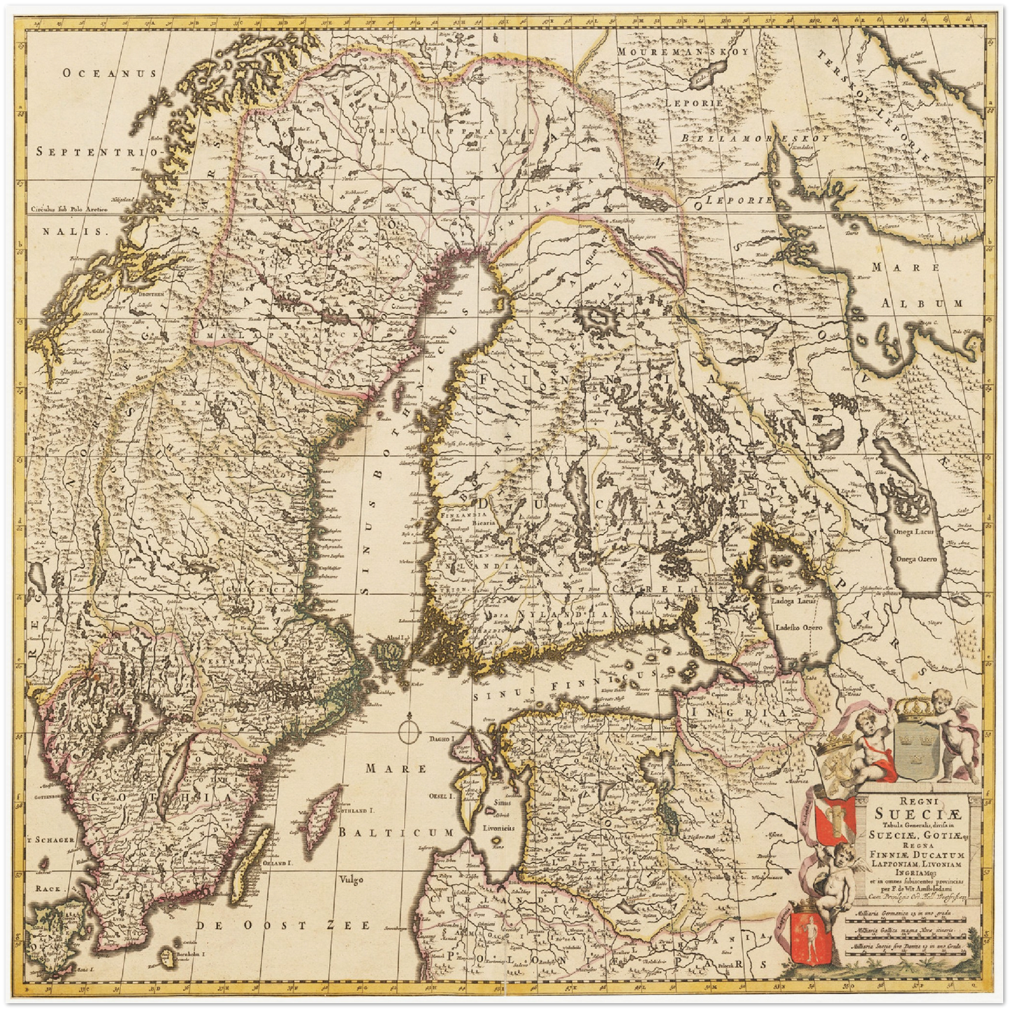 Historische Landkarte Schweden um 1698